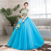 Evening dress tuxedo host Long performance clothes vocal art test students beautiful voice solo stage annual meeting dress