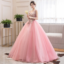 Bel Voice Solo Performance Womens Color Yarn 2020 New Vocal Art Test Clothing Student Tun Dress Long Evening Dress