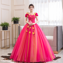 Bel Voice Solo Performance Womens Color Yarn 2019 New Vocal Art Test Clothing Student Tun Dress Long Evening Dress