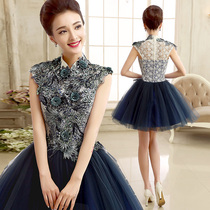 Banquet evening dress short 2019 new spring and summer thin annual meeting small dress evening party host dress women