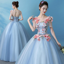 Evening dress 2020 new art Test solo performance dress slim size long sleeve Bel sound host evening dress