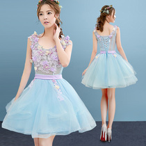 Colored gauze dress spring and summer 2018 new performance clothes puffy dress short small dress banquet host evening dress women