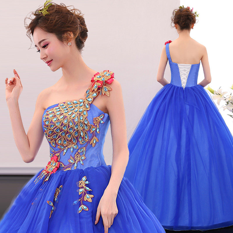 Stage solo performance dress performance clothing unkempt skirt art test new evening dress art test performance long version female