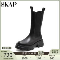 SKAP Sanjab Winter New Mall Same Retro Fashion Female Thick Decer West Boots NPWBN701