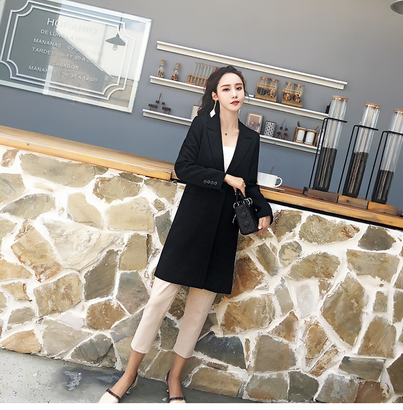 Xuân 2018 thu đông mới Hàn Quốc áo khoác nhỏ sang trọng giản dị trong phần dài là quần lửng nữ nhỏ phù hợp với nữ áo kiểu nữ đẹp tuổi 40
