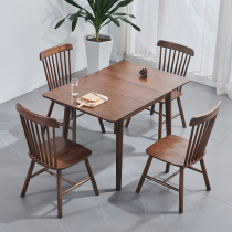 Nordic all solid wood telescopic dining table and chair combination modern simple small apartment folding rectangular solid wood dining table