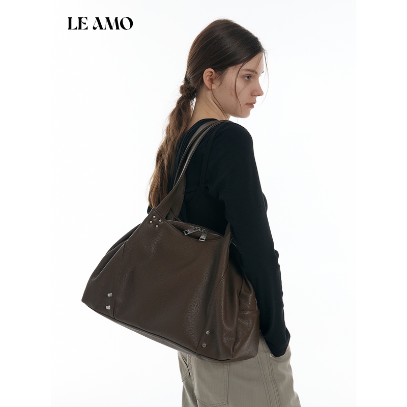 Leamo|Original "Accordion Bag" with Mechanical Texture, Toothpick Pattern Rivets, Large Capacity Storage Motorcycle Tote Bag_4 Colors Leamo|Original "Accordion Bag" with Mechanical Texture, Toothpick Pattern Rivets, Large Capacity Storage Motorcycle Tote Bag_4 Colors