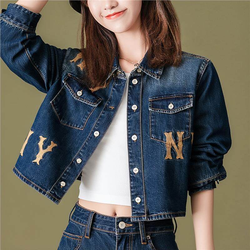 Women's 25 Autumn New Outdoor Fashion Retro Ny Long Sleeve Loose Short Denim Jacket Trendy 3Fdrg0254 Women's 25 Autumn New Outdoor Fashion Retro Ny Long Sleeve Loose Short Denim Jacket Trendy 3Fdrg0254
