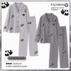Waffle pure cotton pajamas for couples, one man and one woman, spring and autumn long-sleeved cartoon panda home clothes set, winter