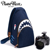 Badminton camera bag denim single anti-bag waterproof shockproof chest bag photography bag Canon Nikon 60d750d5d3