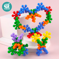 Qianwei children plum blossom building blocks puzzle early education Parent-child female treasure educational toys 3 assembled three-dimensional snowflake pieces or more