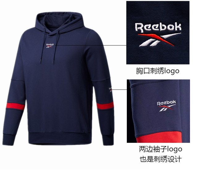 Counter ແທ້ Reebok Reebok embroidered ໂລໂກ້ຜູ້ຊາຍແລະແມ່ຍິງກິລາພາກຮຽນ spring ບາງ hooded sweatshirt GH9977