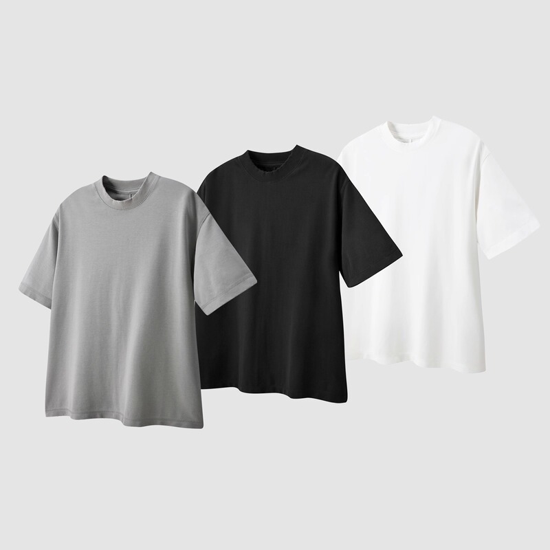 Theorion 260g Washed and Slightly Distressed Neckline Sorona Anti-Deformation Boxyfit Cotton Short Wide Short Sleeves