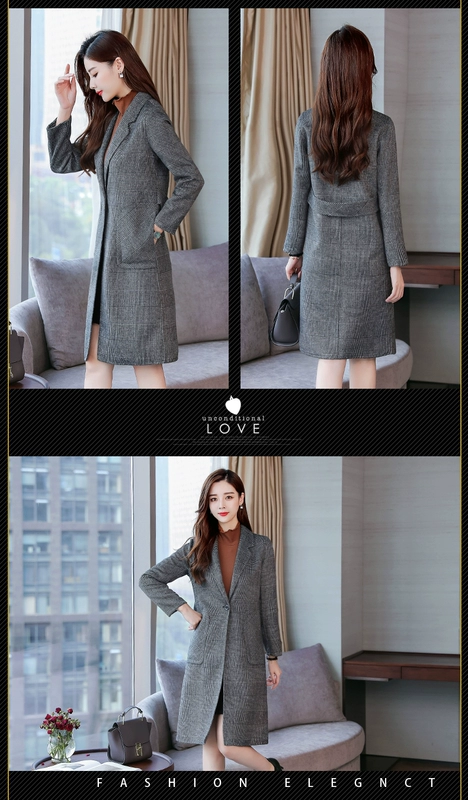 Áo khoác cashmere hai mặt nữ dài giữa năm 2020 mới cao cấp đích thực eo thon Áo len kẻ sọc cao cấp - Áo len lót đôi