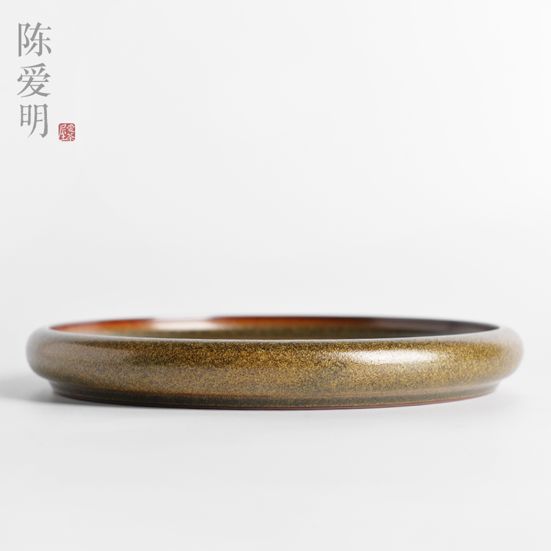 Longquan celadon Chen Aiming tea set Handmade tea end glaze pot bearing pot dry brewing table bottom tea tray Gongfu tea road