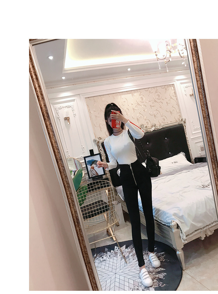 实拍视频 S-L 性感修身拼色短款上衣+高腰