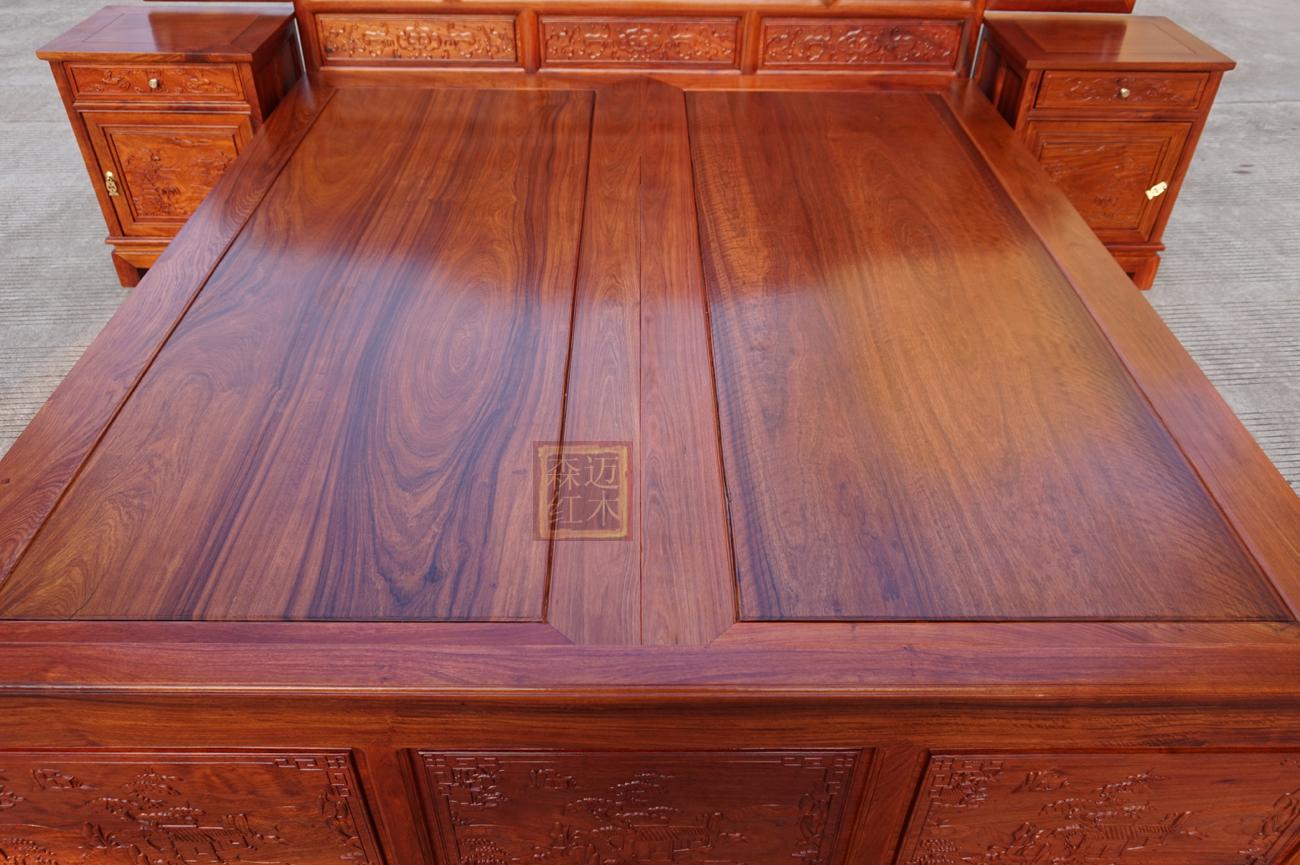 Myanmar lê trái cây lớn gỗ gụ gỗ hồng mộc giường backgammon cảnh giường gỗ chạm khắc với ngăn kéo bộ sưu tập thực tế - Giường giường tầng cho bé gái