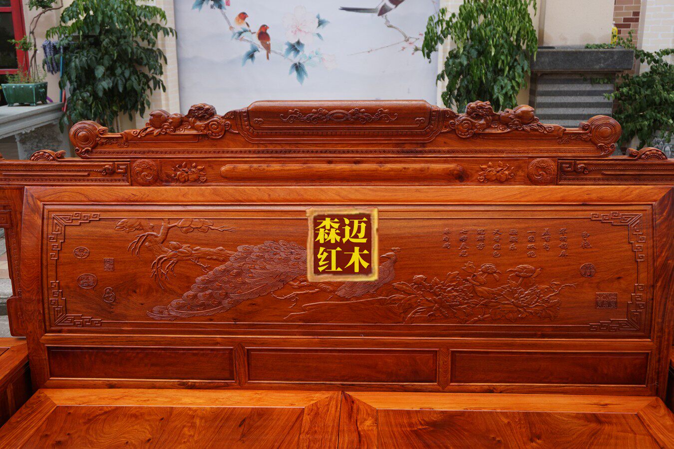 Красный кровати 缅甸花梨 大果紫檀天香国色红木床 实木床双人床婚床明清古典