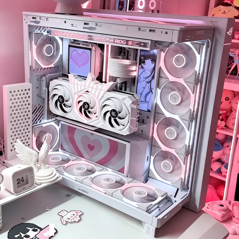 Asus 801 Phantom Pure White High-End Ocean View Computer Host 9950X3D 5080 High-Performance Desktop