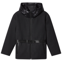 Keyan loose hooded textured jacquard goose down jacket winter