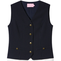 SALT P Keyan simple v-neck versatile commuter retro striped sleeveless suit vest 2024 autumn new style