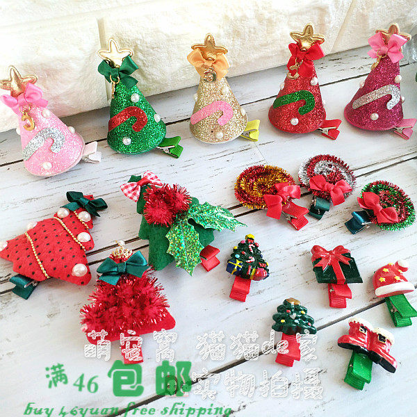 Christmas Hat Pet Headwear to Bear Teddy Pooch Hair Clip Yorkshire Marzis Head Flower Ornaments