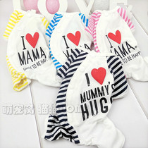 I Love Mom Dad Spring Summer Pure Cotton Four Feet Pyjamas Pet Puppies Teddy Dog Clothes Spring Summer Dress Thin
