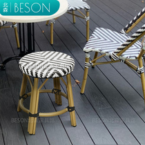 Style Restaurant vine chair dining bar Casual Vines Small Stools Coffee Hall Retro Round Bench Waterproof Bamboo Rattan Outdoor Table And Chairs