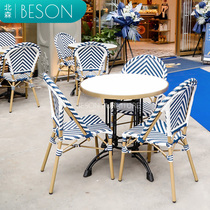 Favine chair patio open air single by back chair Milk Tea Shop Cafe Dining Bar Net Red Retro outdoor table and chairs