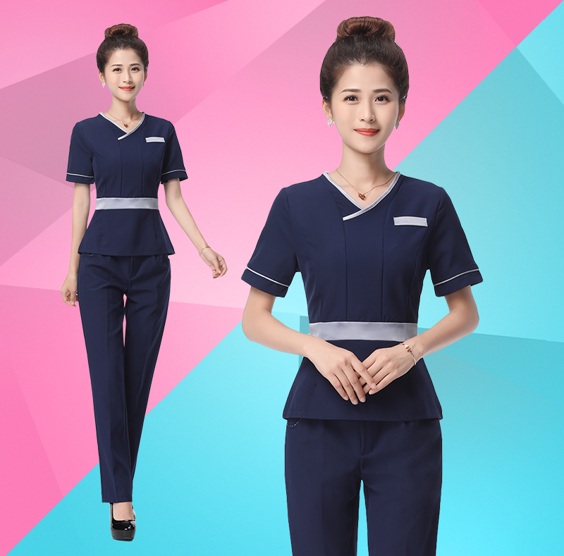 Làm đẹp workclothes phụ nữ Hàn Quốc phiên bản của quần áo mùa hè tắm ngắn sleevefoot kỹ thuật viên xưởng spa bộ chăm sóc da sức khỏe vẻ đẹp quần áo