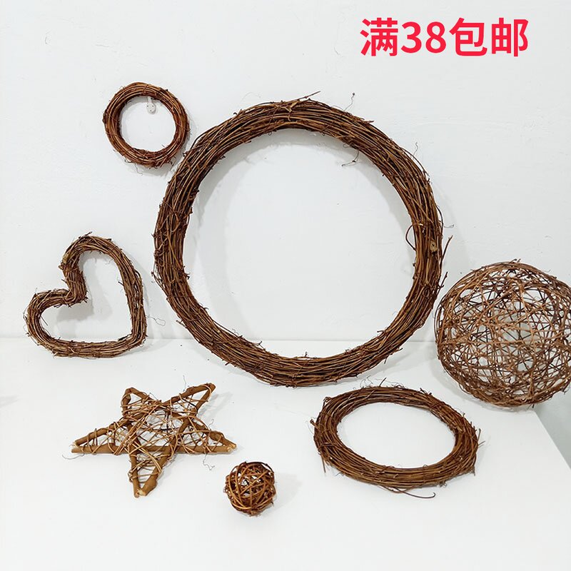 Christmas Vine Ring Natural Dry Vines Bar Pentagram Flowers Ring Creation Handmade Diy Woven Vines Wedding Celebration