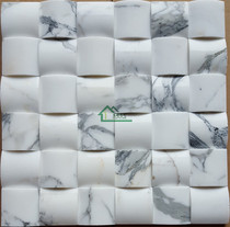 Natural marble TV background wall large white mosaic Glossy three-dimensional white gray indoor living room tiles