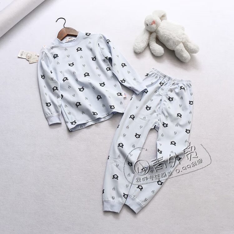 Z362 con! Nội địa mùa thu và mùa đông mới mô hình hoạt hình đứng cổ áo cotton dài tay mùa thu đồ lót bộ bộ cotton thu đông bé gái