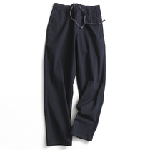 Q236 mens new 2020 drawstring elastic waist cotton waist straight straight pants Joker casual pants mens trousers