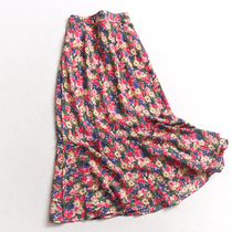 C976 printed pattern high waist slim lotus leaf skirt summer new versatile fashionable chiffon dress womens skirt