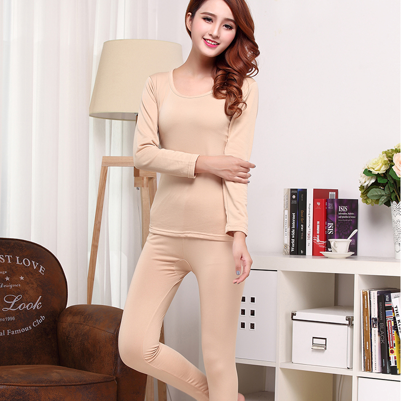 đồ lót ấm womens bông mỏng cộng với nhung mùa thu quần áo mùa thu cơ thể cơ thể chặt chẽ sinh viên cô gái bộ đáy.