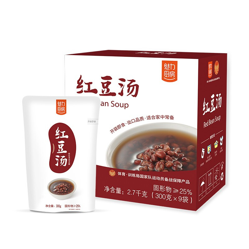 Charm Kitchen Red Bean Soup 300g * 9 bags Breakfast night ready-to-eat food convenience instant opening bags ready-to-eat