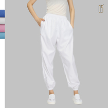 灿盛食品厂工作裤带兜有口袋裤子白色防尘裤热销现货透气男女