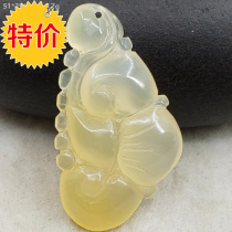 Yellow dragon jade gourd festival high pendant long life lock Green bean peace buckle Ruyi necklace hand string Kushiro pendant