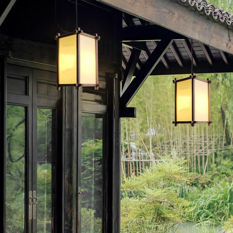 Outdoor Chandelier Waterproof Lantern for Entrance, Guesthouse Corridor Light, Natural Wood Zen-Style Eaves Light, Outdoor Pavilion Chandelier Outdoor Chandelier Waterproof Lantern for Entrance, Guesthouse Corridor Light, Natural Wood Zen-Style Eaves Light, Outdoor Pavilion Chandelier