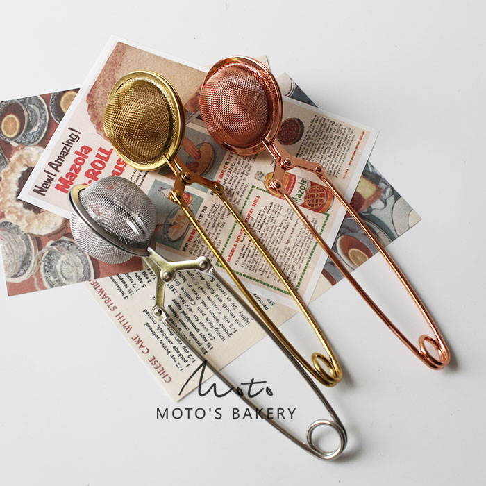  Clip-type round ball powder screen Mini primary color gold stainless steel tea powder powdered sugar baking powder baking decoration