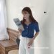 "Fairy Ann" Hàn Quốc mua hàng chính hãng May ~ Sweet lady v-cổ nấm dệt kim ngắn tay - Cardigan