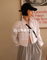 (two) ZzZ Korea Dongdaemun Spring Festival Pure Color Flipped short Casual Shirt 2005