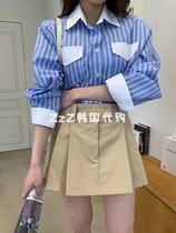 (two) ZzZ Korea Dongdaemun Spring Festival pure color High waist 100 pleats half body short dress 2056