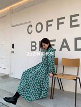 (two) ZzZ Korea Dongdaemun Spring Festival Small Broken Flowers Rear Tie button Long sleeves Liandress 1890