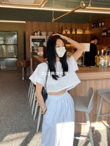 (two) ZzZ Korea Dongdaemun Spring Cushion Shoulder short Loose T-shirt 2035