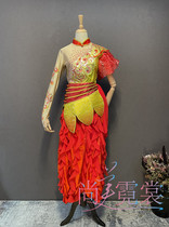 Rental custom-made female adult Yangko clothes national water drum opening dance waist drum team costume Womens annual opening dance skirt