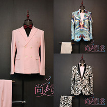 Mens green pink blue color fashion suit runway red carpet catwalk singer suit suit set Beijing physical store rental