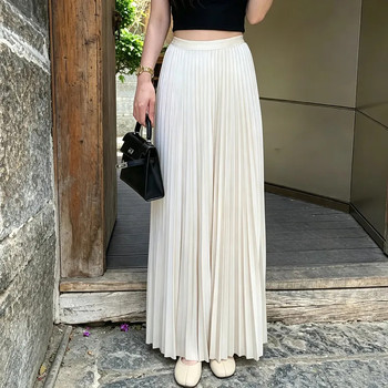 ສິ້ນ apricot pleated ສິ້ນອະເນກປະສົງສໍາລັບແມ່ຍິງ 2026 summer ໃຫມ່ slimming ແອວສູງ drape ກາງ-ຍາວ skirt a-line
