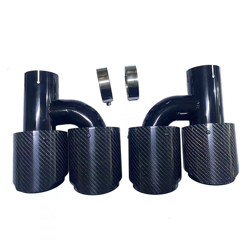 The new H-type bright face charcoal fiber tailpipe retrofit four out of four suitable for the Asian Dragon exclusive BMW3